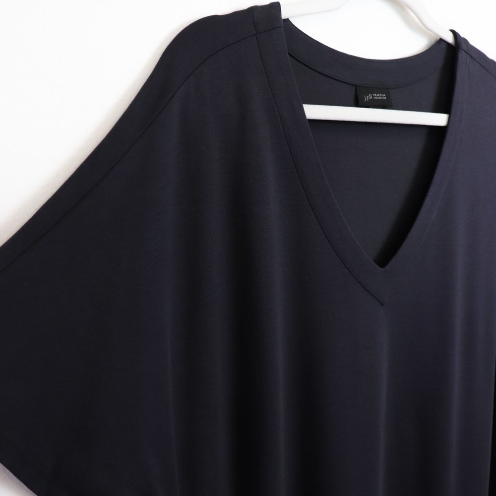 J. Jill Wearever Double-Face Jersey Dolman-Sleeve Dress Licorice Dark Grey XL - Picture 6 of 9